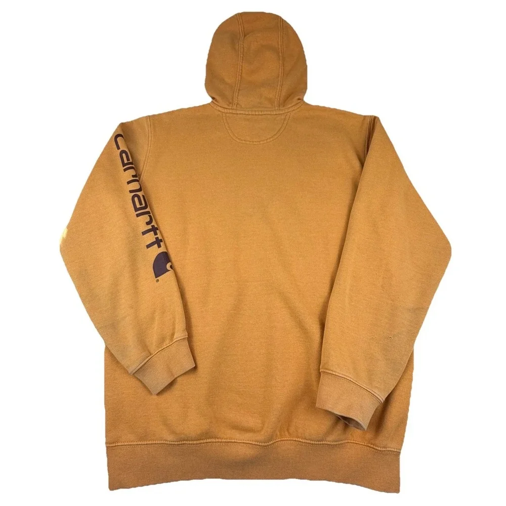 Carhartt Loose Fit Graphic Hoodie Sweatshirt Pullover K288 Q27 Orange Men Medium